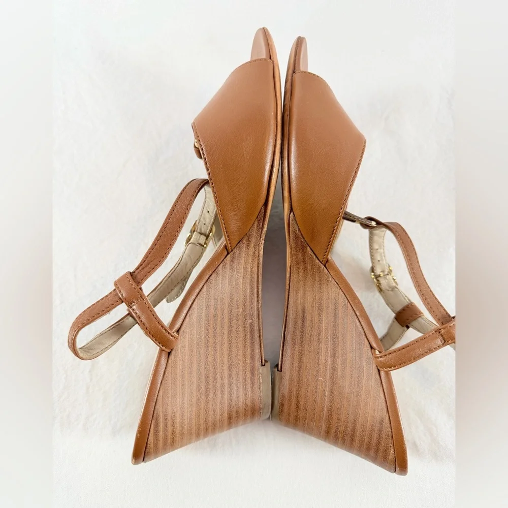 AGL Attilio‎ Giusti Leombruni Leather Strappy Wedge Sandal in Brown Size 8.5